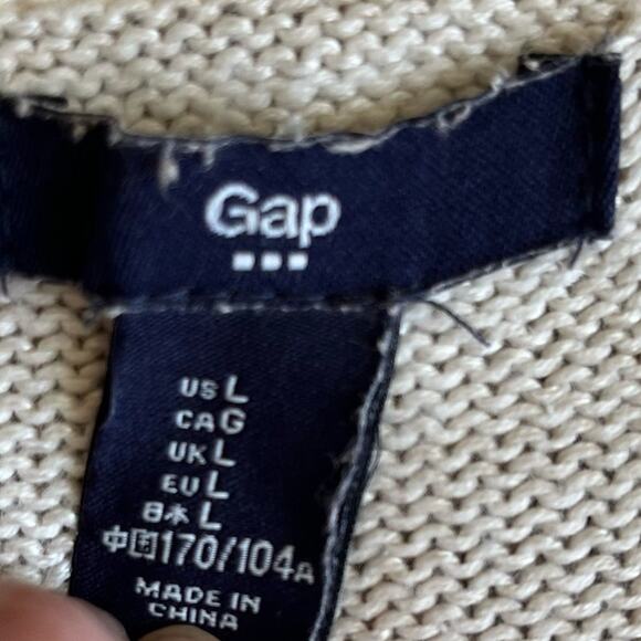 Gap Cardigan Women's Size Large Beige Open Knit Cotton Blend Boho Coastal Long - Picture 9 of 10